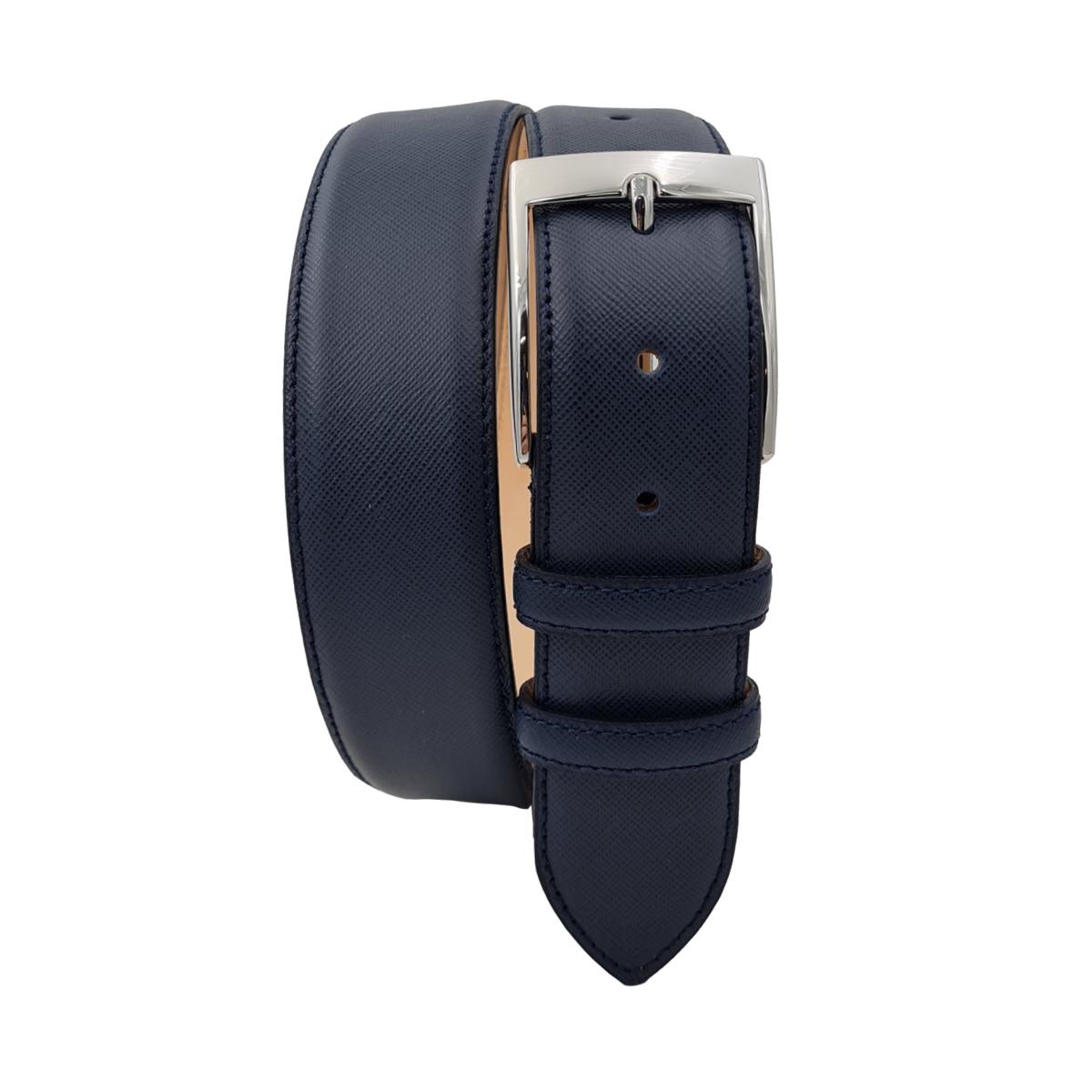 Cintura 4 cm in pelle stampa saffiano con fibbia argentata Nichel free - ESPERANTOBELTS