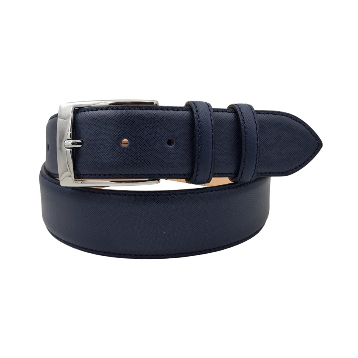 Cintura 4 cm in pelle stampa saffiano con fibbia argentata Nichel free - ESPERANTOBELTS