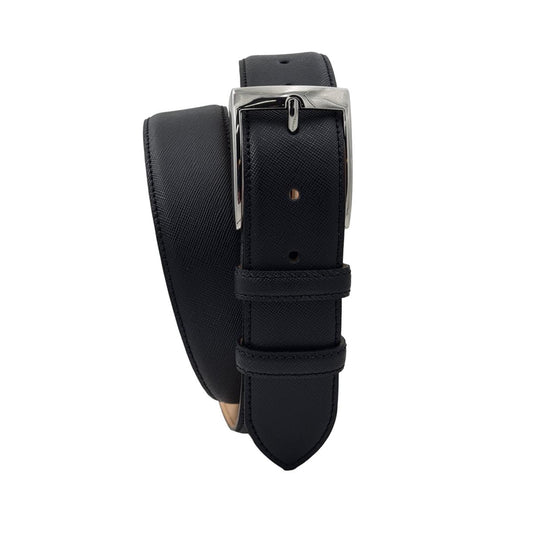 Cintura 4 cm in pelle stampa saffiano con fibbia argentata Nichel free - ESPERANTOBELTS