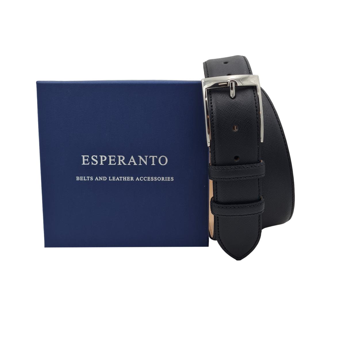 Cintura 4 cm in pelle stampa saffiano con fibbia argentata Nichel free - ESPERANTOBELTS
