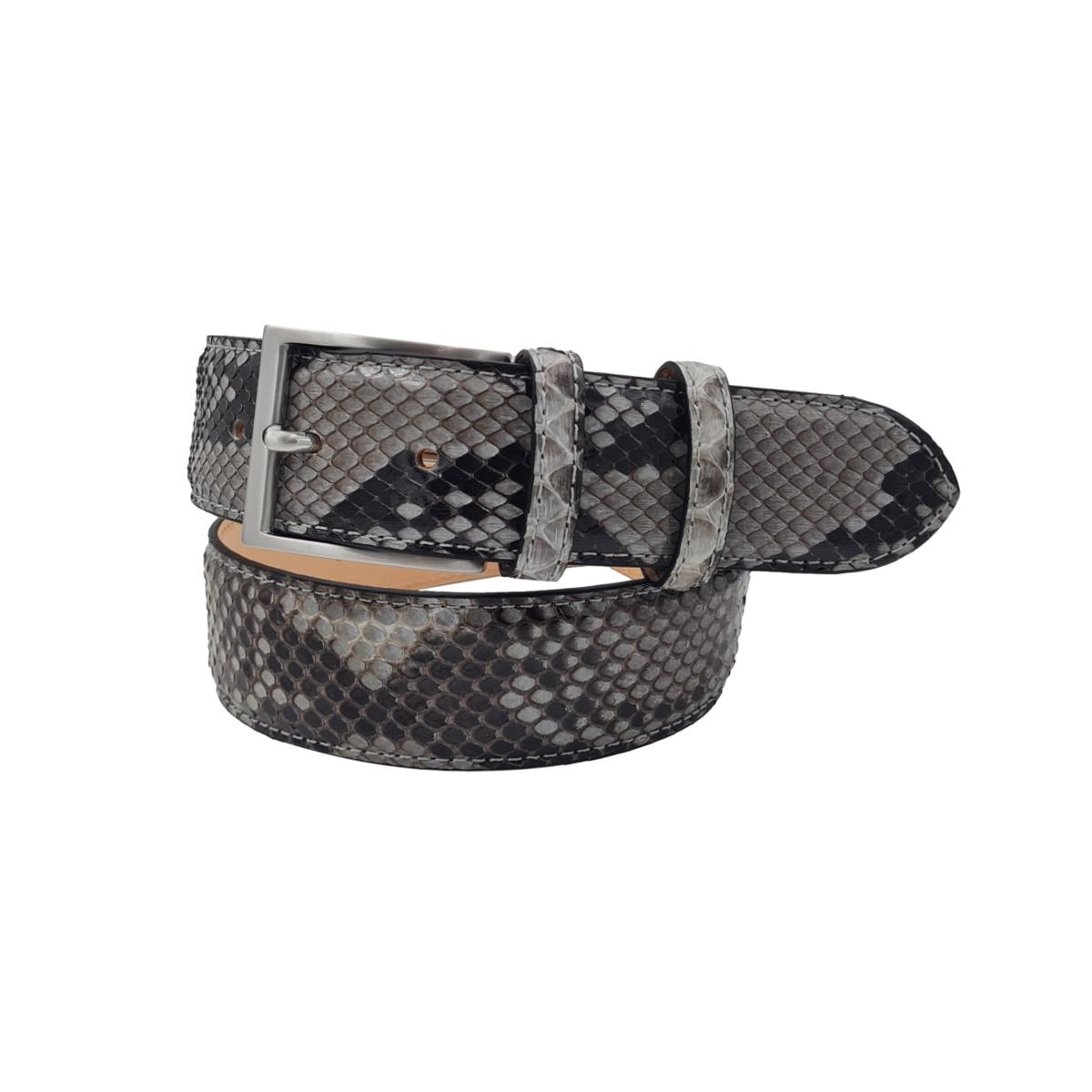 Cintura 4 cm in Vera Pelle di Pitone con fibbia anallergica - Grigio Lucido