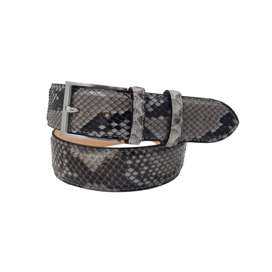 Cintura 4 cm in Vera Pelle di Pitone con fibbia anallergica - Grigio Lucido