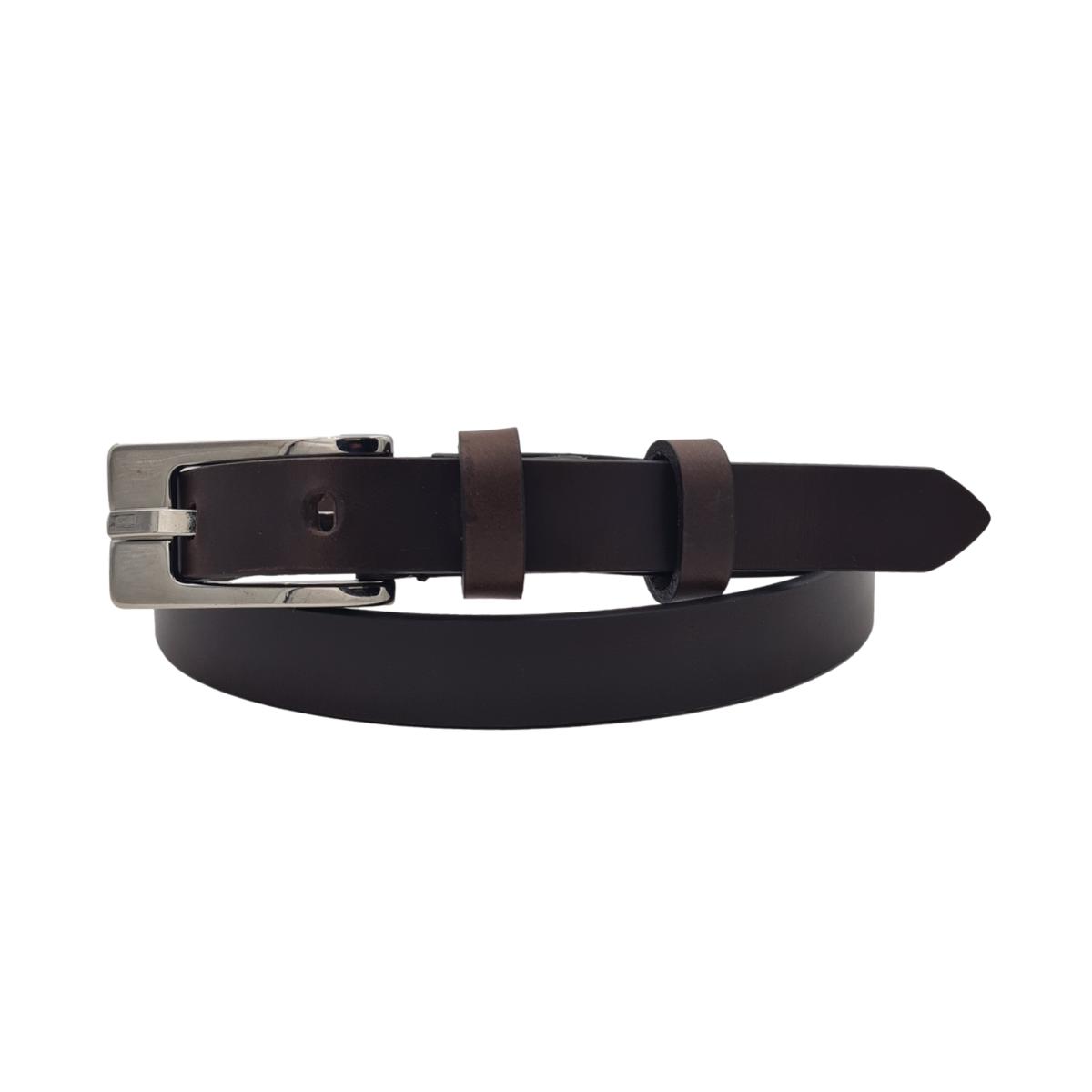 Cintura 2 cm in cuoio di toro con fori rettangolari e fibbia lucida - ESPERANTOBELTS
