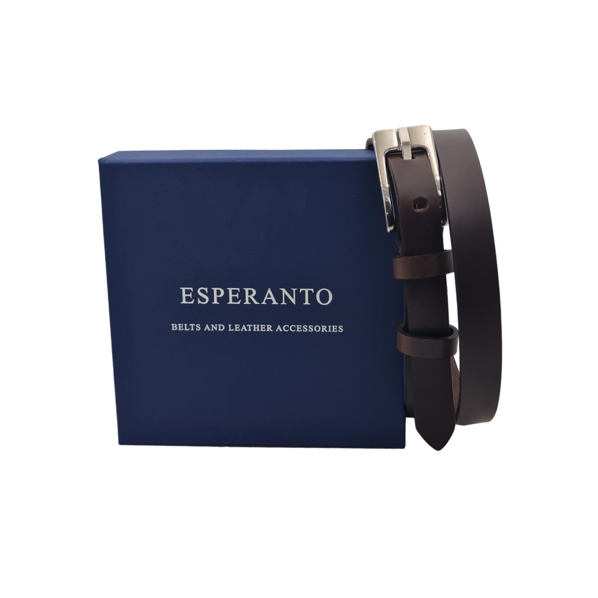 Cintura 2 cm in cuoio di toro con fori rettangolari e fibbia lucida - ESPERANTOBELTS