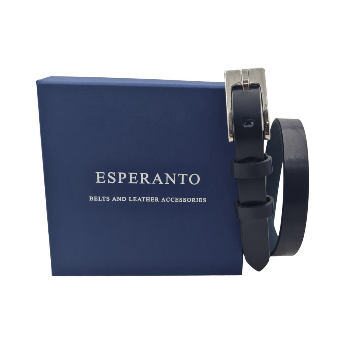 Cintura 2 cm in cuoio di toro con fori rettangolari e fibbia lucida - ESPERANTOBELTS