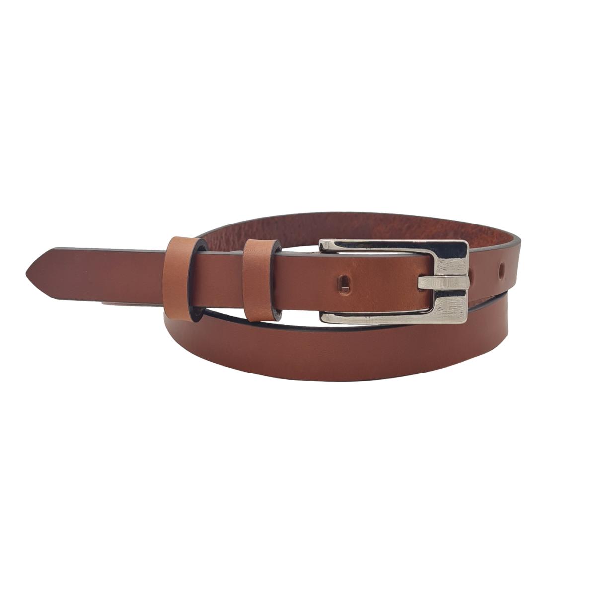 Cintura 2 cm in cuoio di toro con fori rettangolari e fibbia lucida - ESPERANTOBELTS