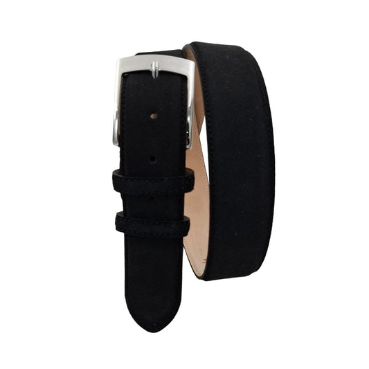 Cintura Uomo 4 cm in Pelle Scamosciata , fodera in pelle e fibbia anallergica - Moro Extra Scuro - ESPERANTOBELTS