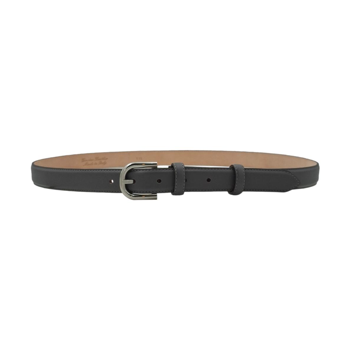 Judit - Cintura 2,5 cm in vera pelle con fibbia argento lucido e doppio passante