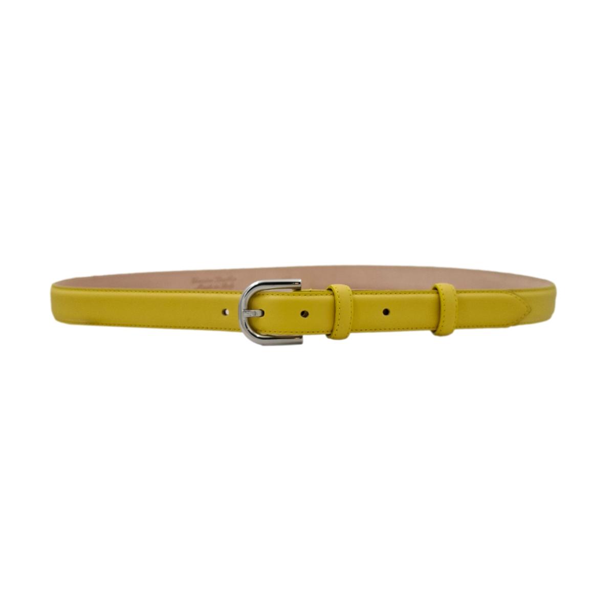 Judit - Cintura 2,5 cm in vera pelle con fibbia argento lucido e doppio passante