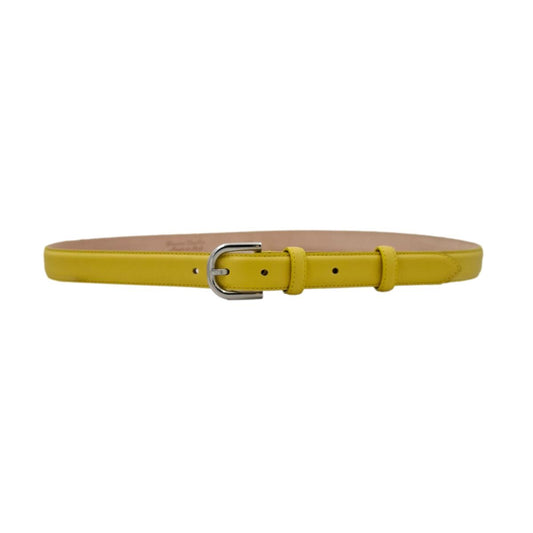 Judit - Cintura 2,5 cm in vera pelle con fibbia argento lucido e doppio passante