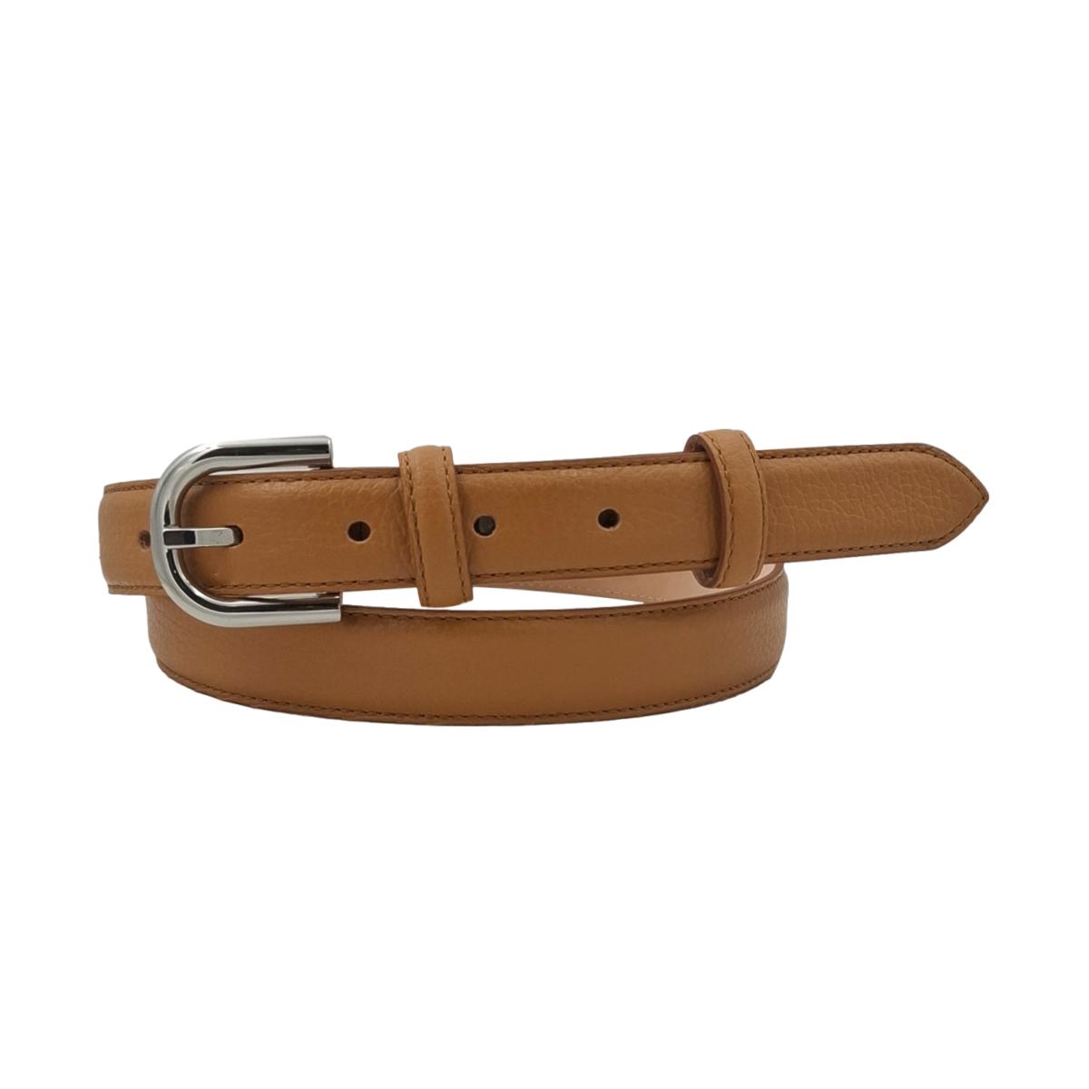 Judit - Cintura 2,5 cm in vera pelle con fibbia argento lucido e doppio passante
