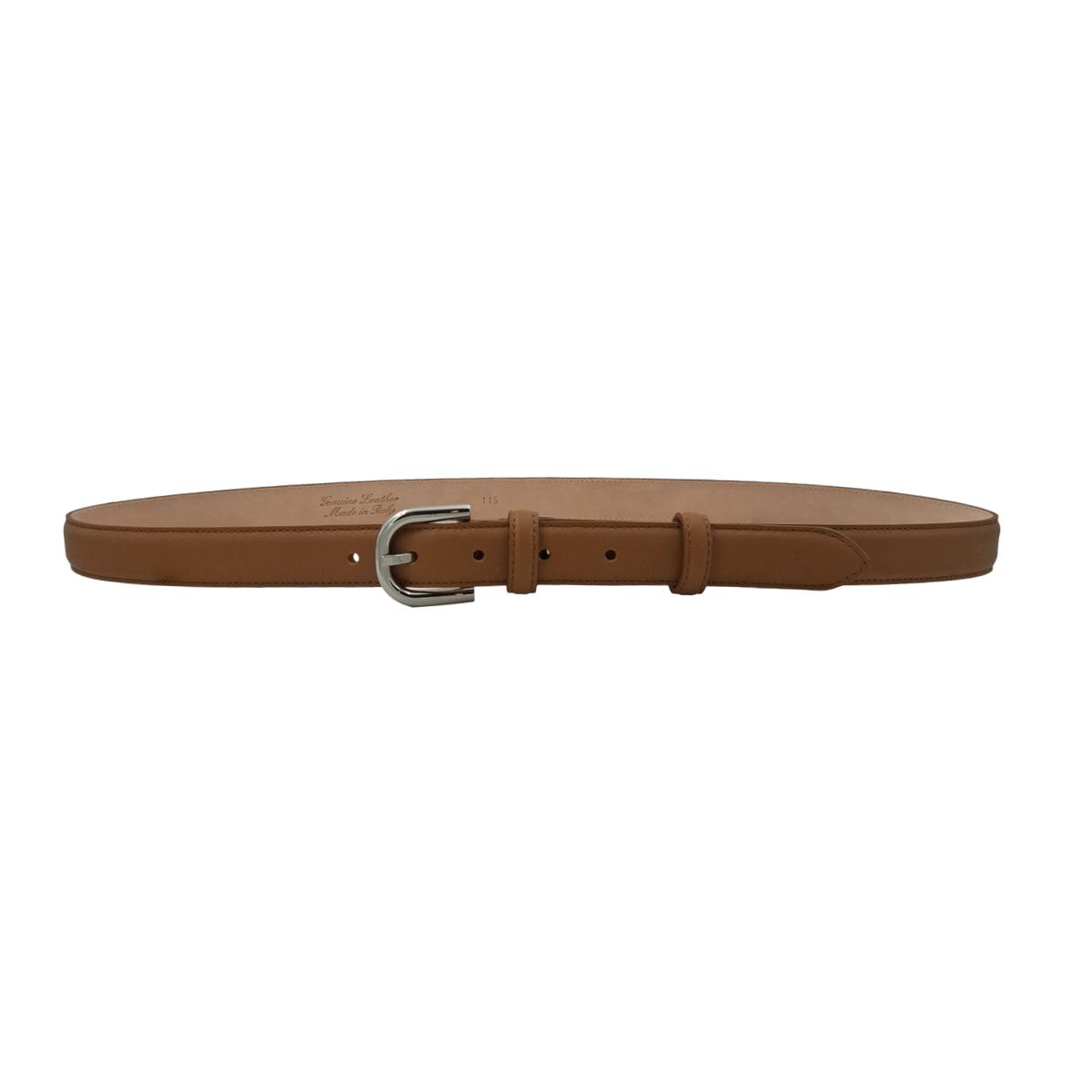 Judit - Cintura 2,5 cm in vera pelle con fibbia argento lucido e doppio passante