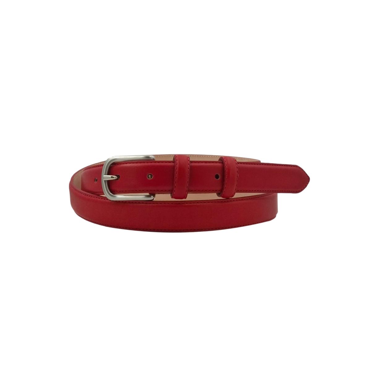 Judit - Cintura 2,5 cm in vera pelle con fibbia argento lucido e doppio passante