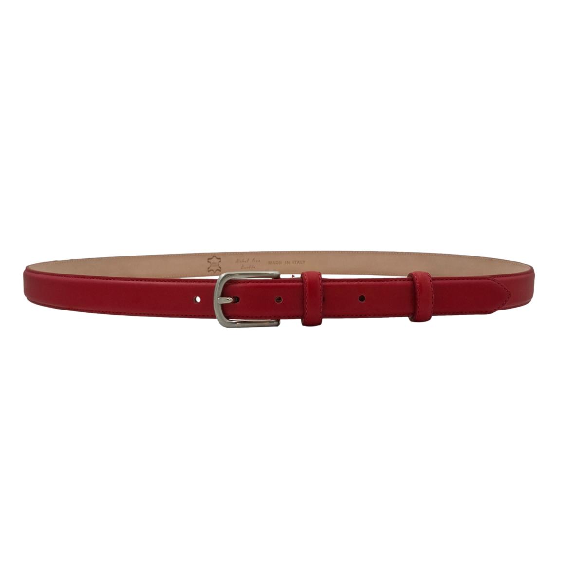 Judit - Cintura 2,5 cm in vera pelle con fibbia argento lucido e doppio passante