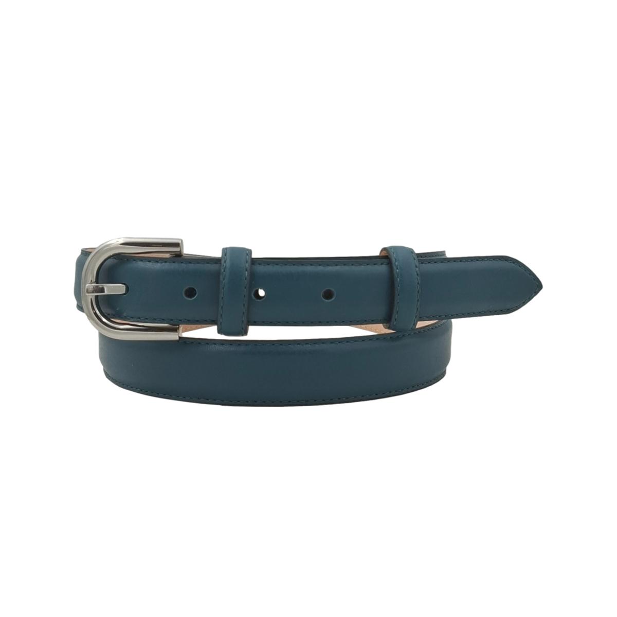 Judit - Cintura 2,5 cm in vera pelle con fibbia argento lucido e doppio passante