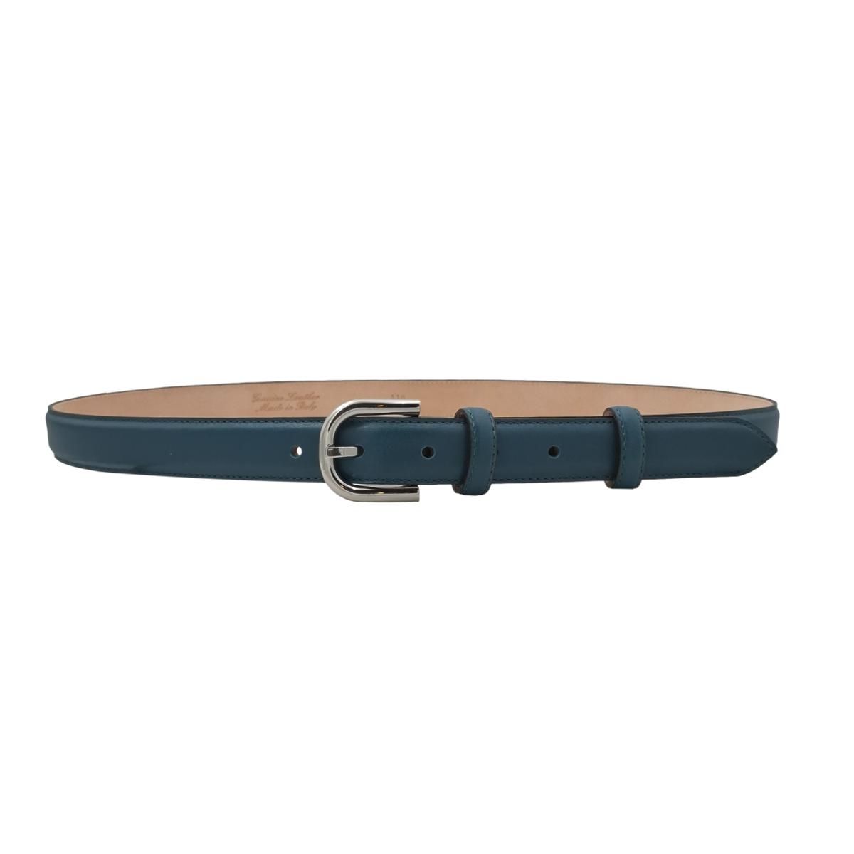 Judit - Cintura 2,5 cm in vera pelle con fibbia argento lucido e doppio passante