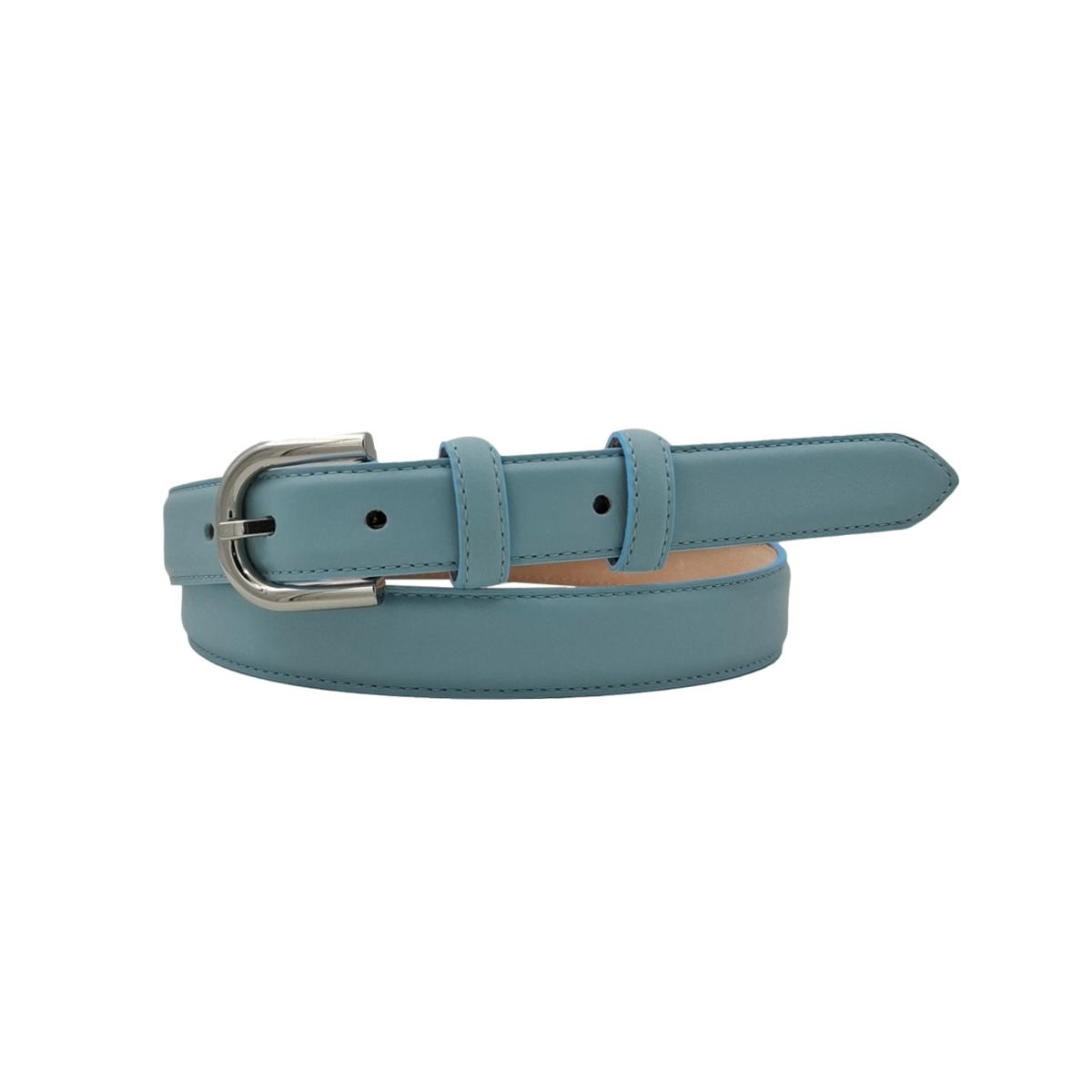 Judit - Cintura 2,5 cm in vera pelle con fibbia argento lucido e doppio passante