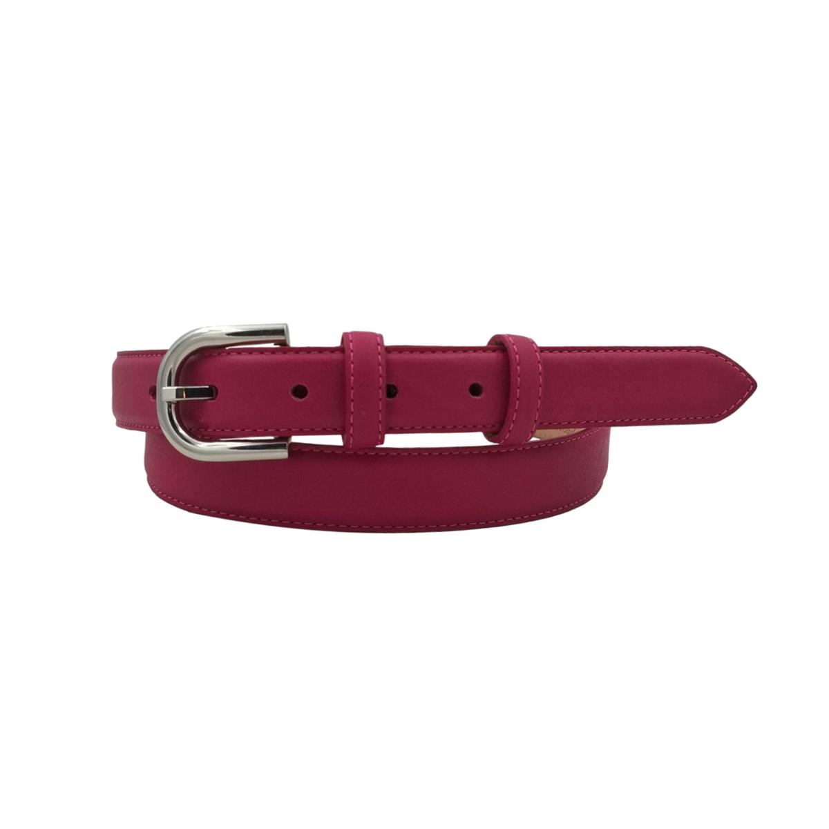 Judit - Cintura 2,5 cm in vera pelle con fibbia argento lucido e doppio passante