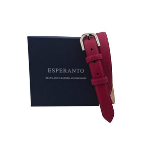 🔥NOVITA'🔥 Judit - Cintura 2,5 cm in vera pelle con fibbia argento lucido e doppio passante