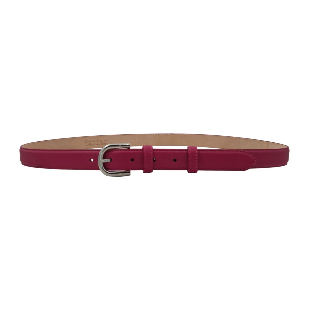 Judit - Cintura 2,5 cm in vera pelle con fibbia argento lucido e doppio passante