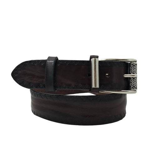 Double Roller - Cintura in cuoio di toro con fibbia a rullo lavorato e rullo su passante (TAGLIE XXL) - ESPERANTOBELTS