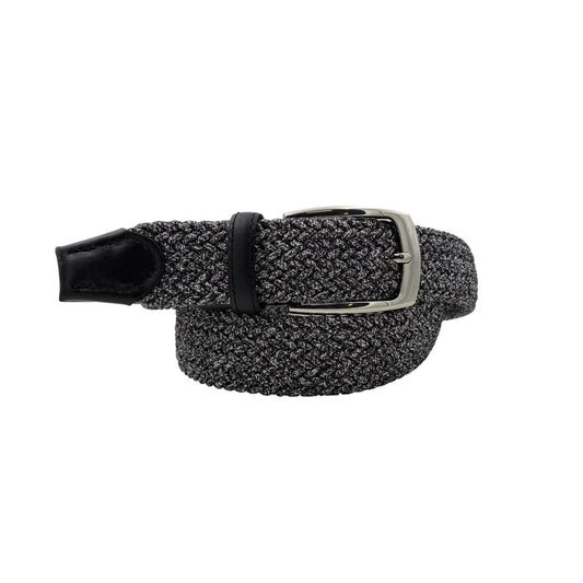 Cintura Mélange in viscosa 3,5 cm  elastica con finiture in cuoio Nabuk