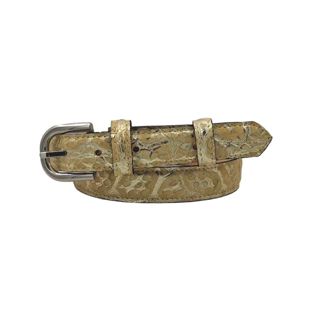 Cintura in Vero Pitone 2,5 cm placcato Metallo - Limone