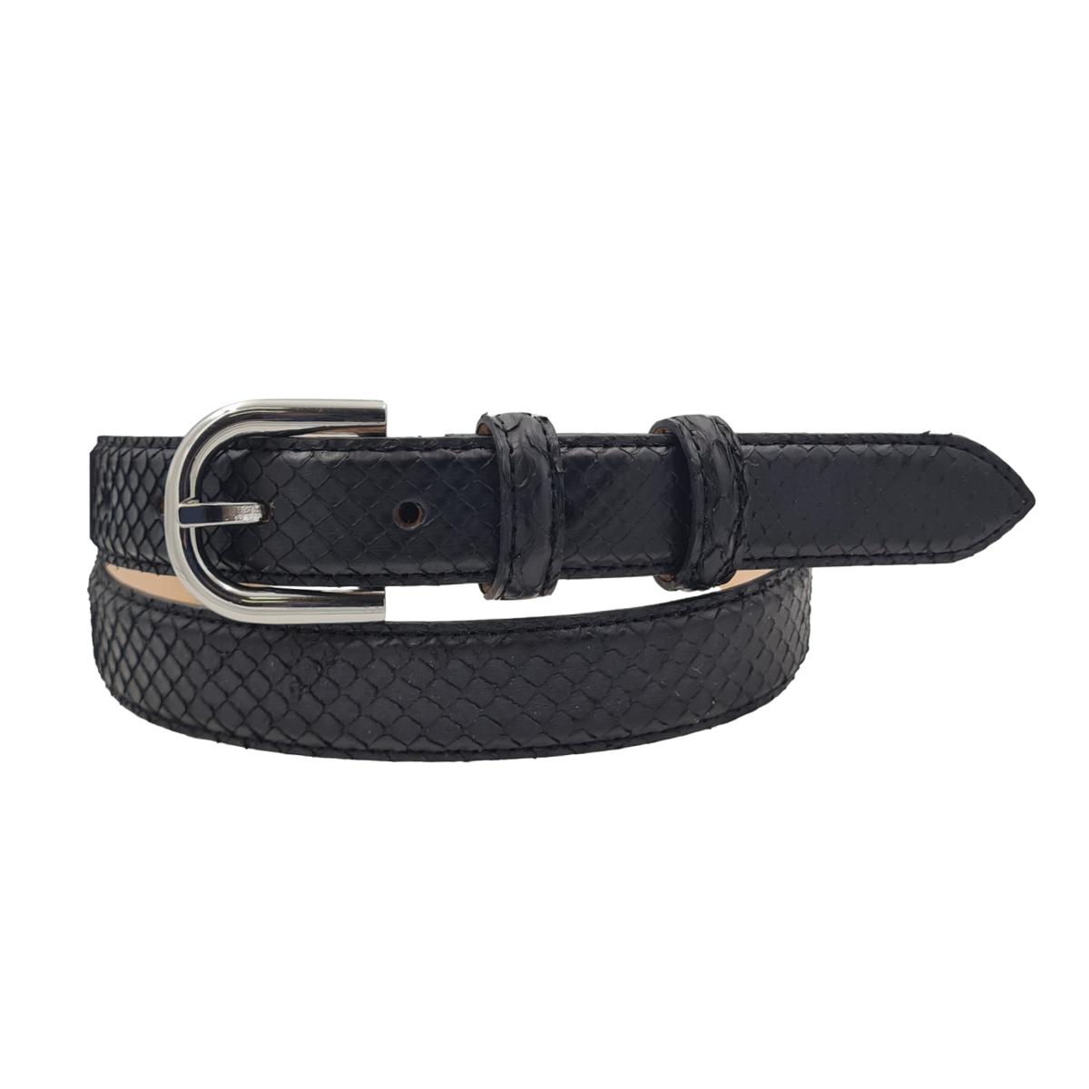 Nancy - Cintura 2,5 cm in vero pitone con fibbia Nichel free e fodera in pelle