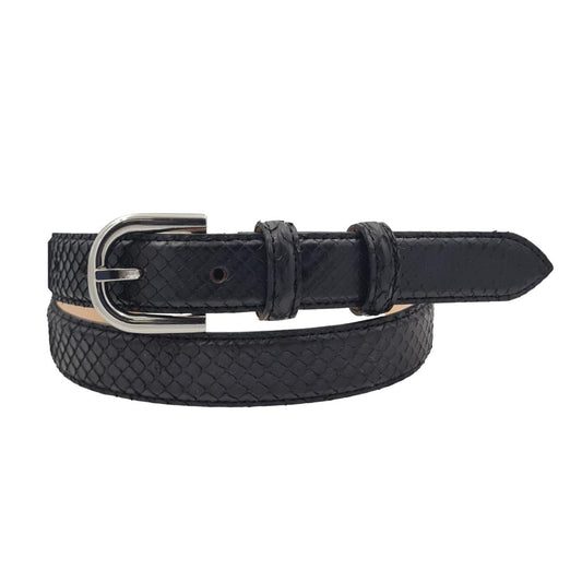 Nancy - Cintura 2,5 cm in vero pitone con fibbia Nichel free e fodera in pelle