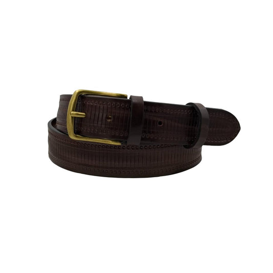 Heritage - Cintura 4 cm in vero cuoio ricamato con fibbia color ottone