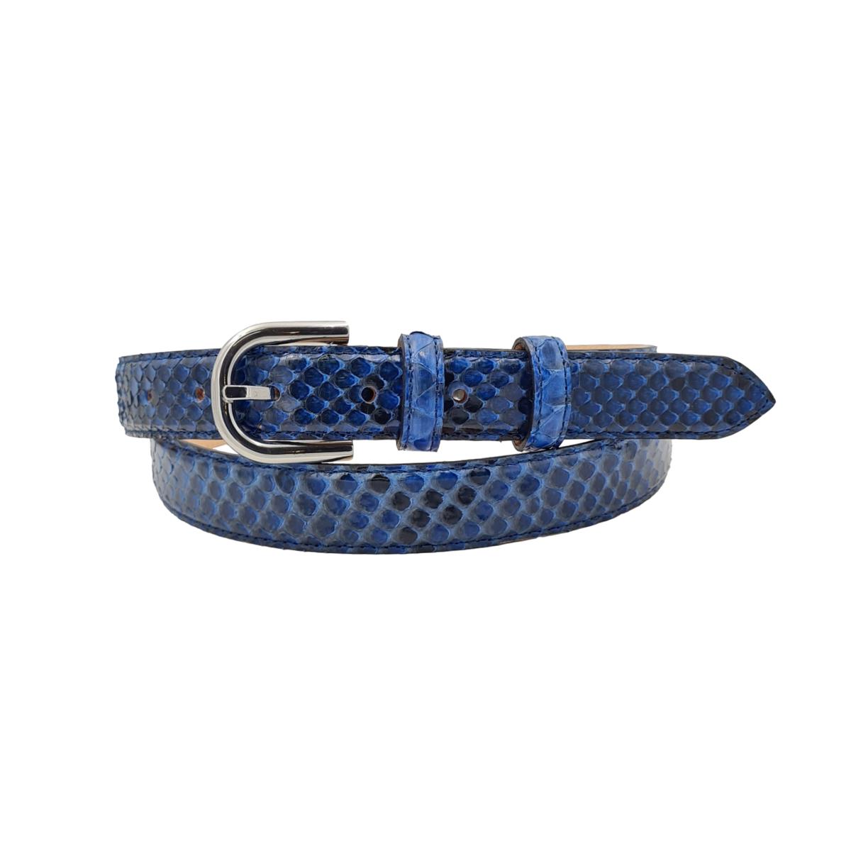 Nancy - Cintura 2,5 cm in vero pitone con fibbia Nichel free e fodera in pelle