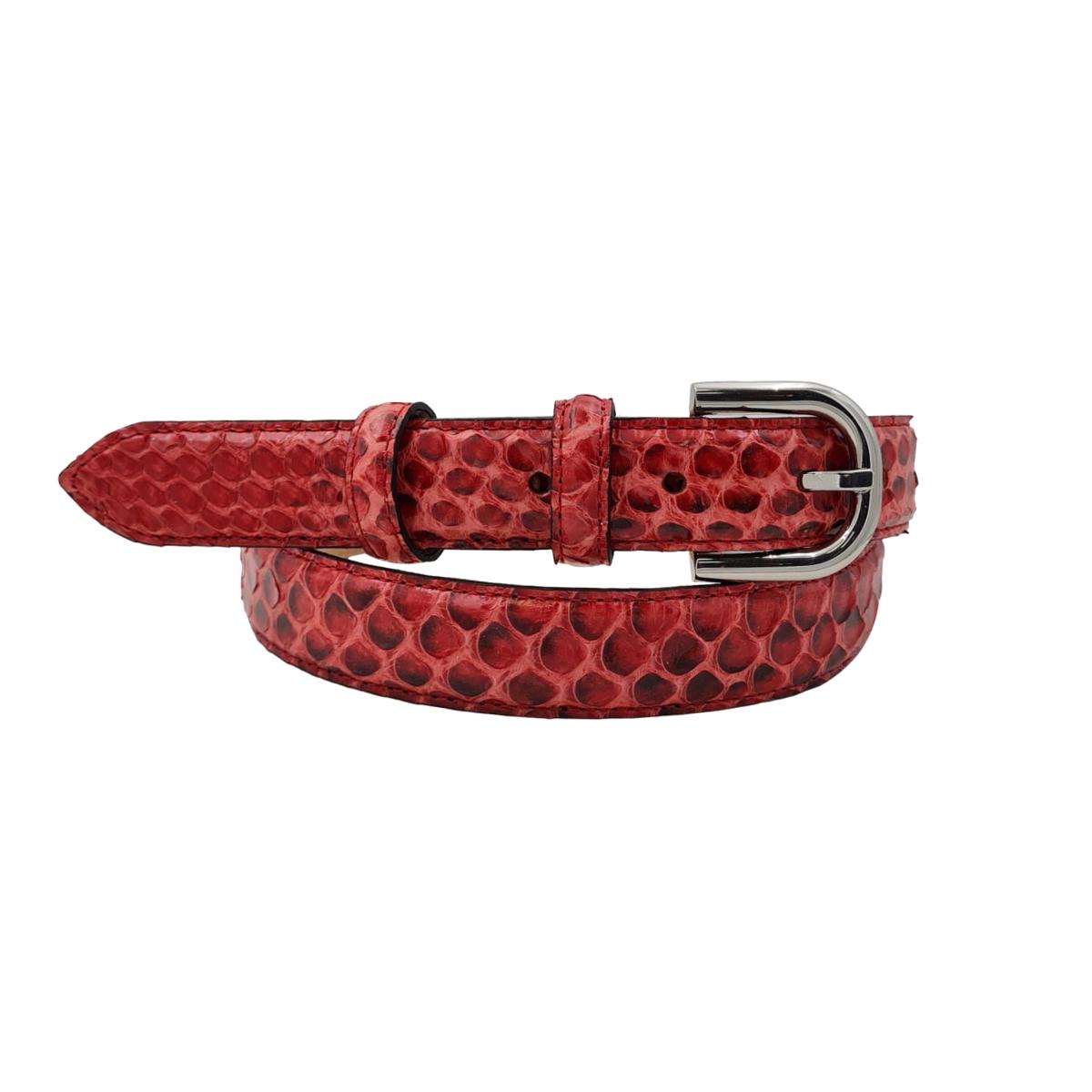 Nancy - Cintura 2,5 cm in vero pitone con fibbia Nichel free e fodera in pelle