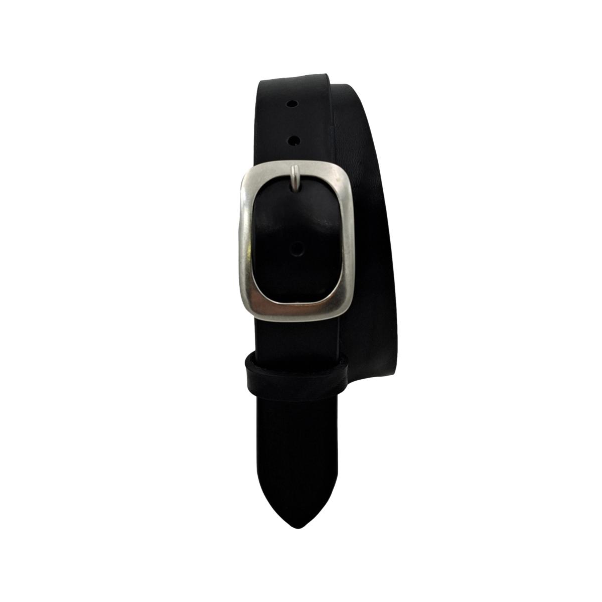 Cintura in Cuoio di Toro Design Casual con Fibbia intera Satinata (Altezze 3,5 cm e 4 cm)