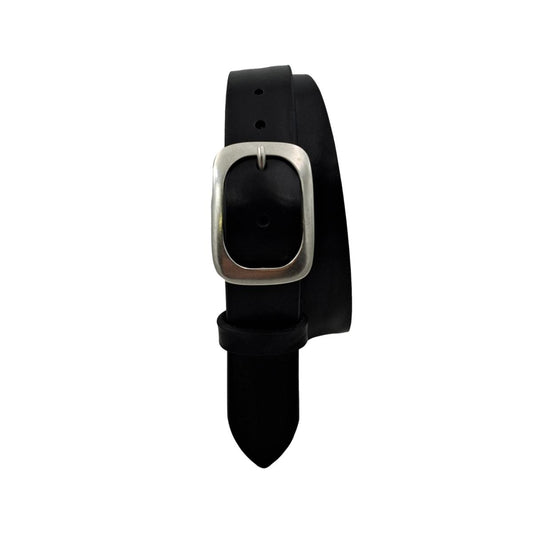 Cintura in Cuoio di Toro Design Casual con Fibbia intera Satinata (Altezze 3,5 cm e 4 cm)