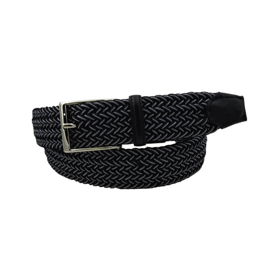 🔥NOVITA'🔥 Cintura spessa in viscosa 3,5 cm Bicolore Bianco Nero elastica con fibbia nichel free - ESPERANTOBELTS