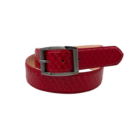 Cintura da Donna in Pitone 3,5 cm con fodera in pelle - Rubino