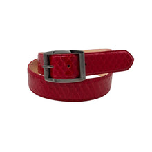 Carica l'immagine nel visualizzatore di Gallery, Cintura da Donna in Pitone 3,5 cm con fodera in pelle - Rubino