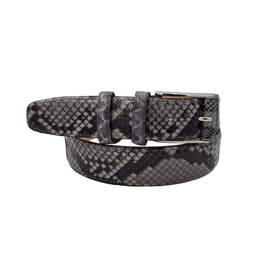 Cintura 3,5 cm in Pelle di Pitone grigio Lucido con riporto in pitone su fibbia anallergica - ESPERANTOBELTS