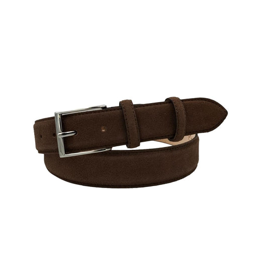 Cintura scamosciata 3,5 cm Nocciola con fibbia argentata nichel free