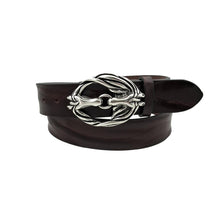 Carica l'immagine nel visualizzatore di Gallery, 🔥 NOVITA' 🔥 Circle of Horses - Cintura Testa di moro 4 cm in cuoio di toro con fibbia intera fantasia cavalli