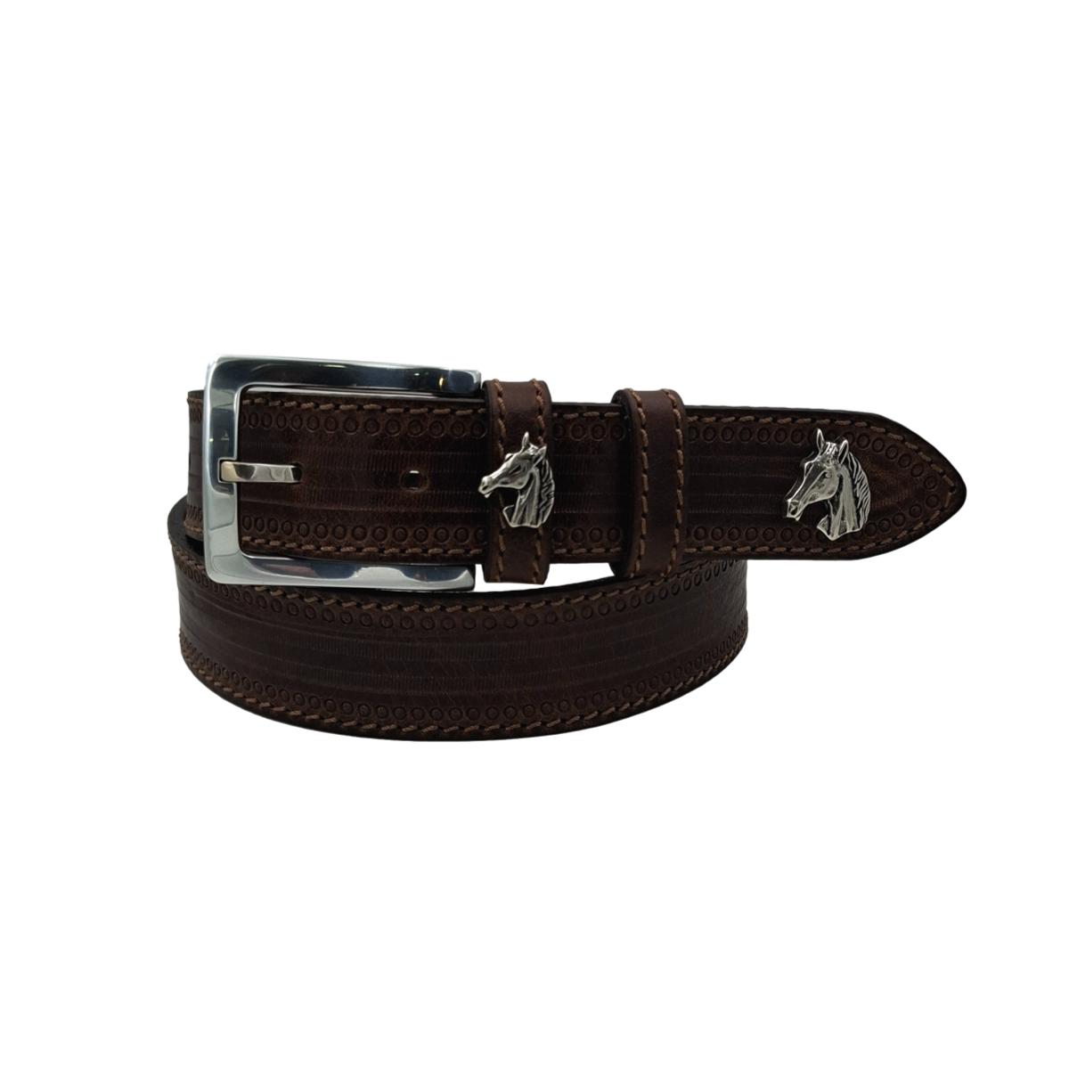 King's Horse - Cintura 3,5 cm in cuoio moro lavorato a mano con borchie a forma di  cavallo - ESPERANTOBELTS