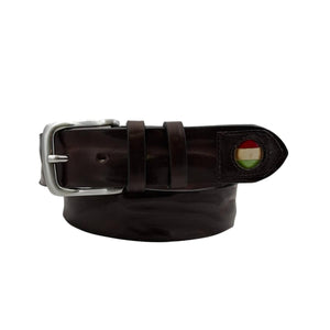 🔥 NOVITA' 🔥 Italian Dream - Cintura 4 cm in cuoio di toro bottalato con inserto bandiera Italia anticato a mano