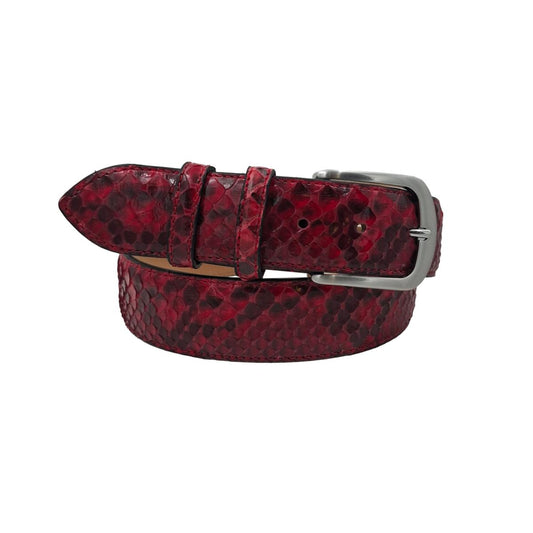 Cintura 4 cm in Vera Pelle di Pitone Rosso con fibbia anallergica