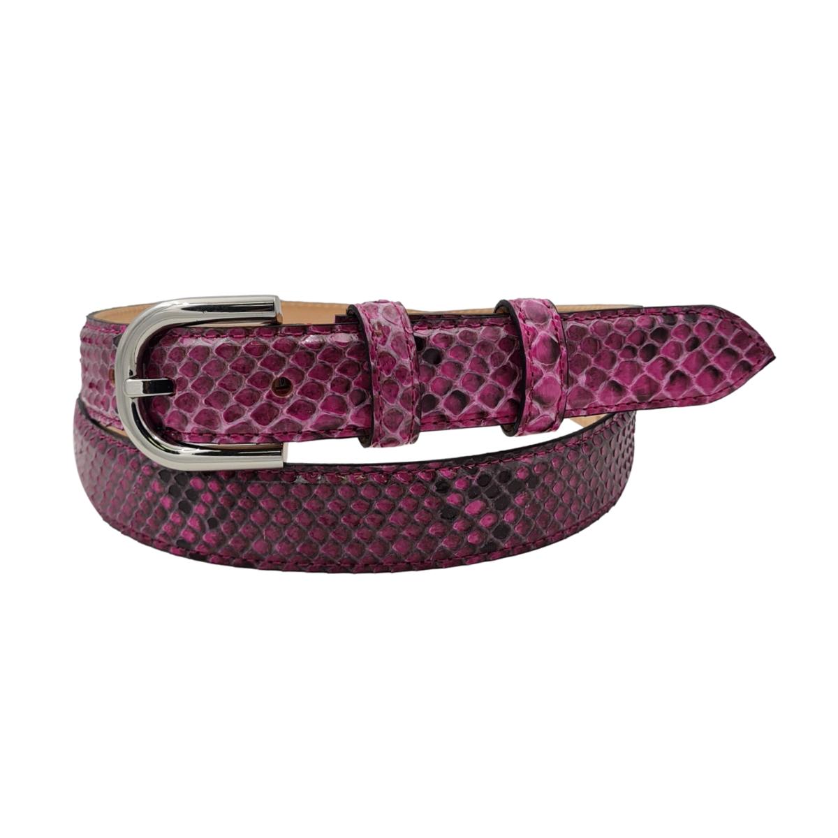Nancy - Cintura 2,5 cm in vero pitone con fibbia Nichel free e fodera in pelle