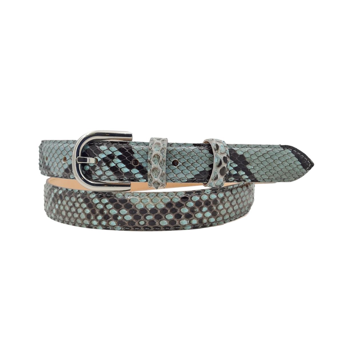 Nancy - Cintura 2,5 cm in vero pitone con fibbia Nichel free e fodera in pelle
