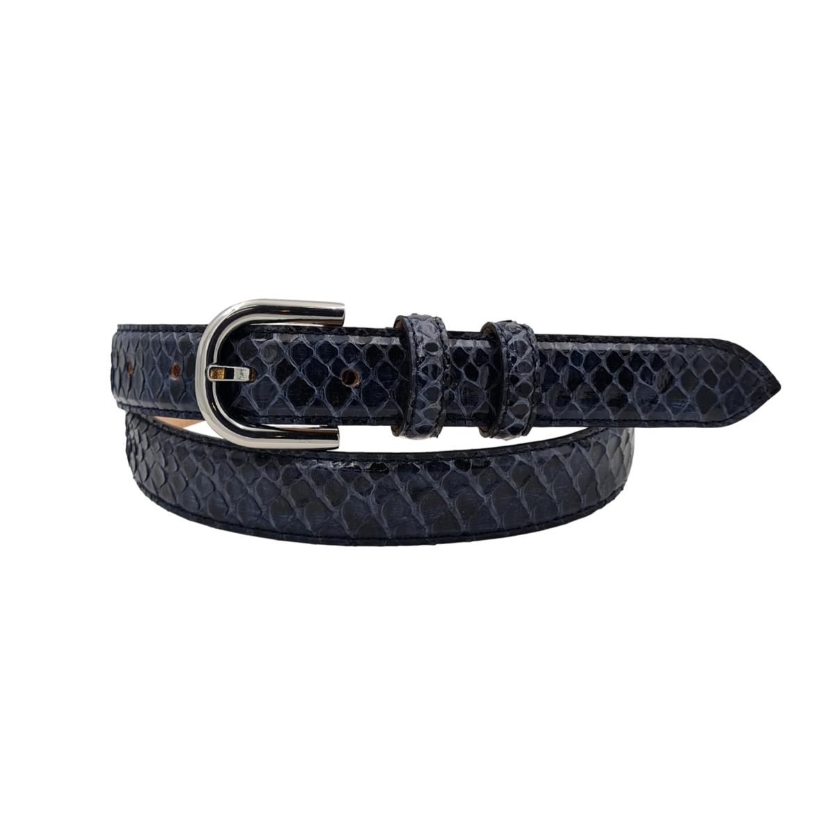 Nancy - Cintura 2,5 cm in vero pitone con fibbia Nichel free e fodera in pelle
