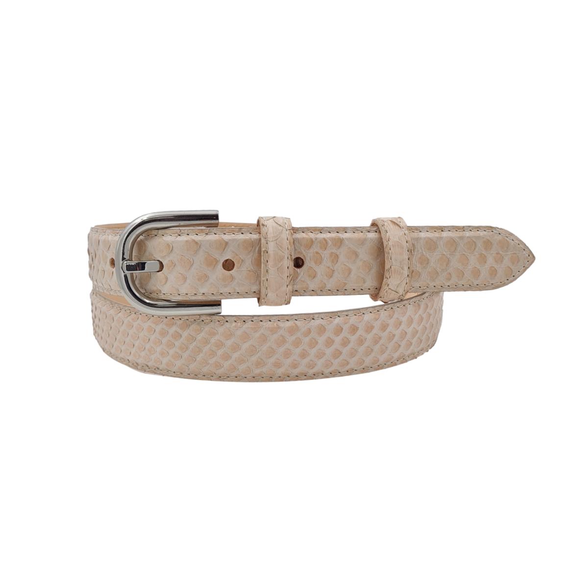 Nancy - Cintura 2,5 cm in vero pitone con fibbia Nichel free e fodera in pelle