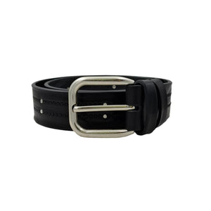 Black Panther - Cintura 4 cm in cuoio lavorato a mano con fibbia in ottone e borchie metalliche