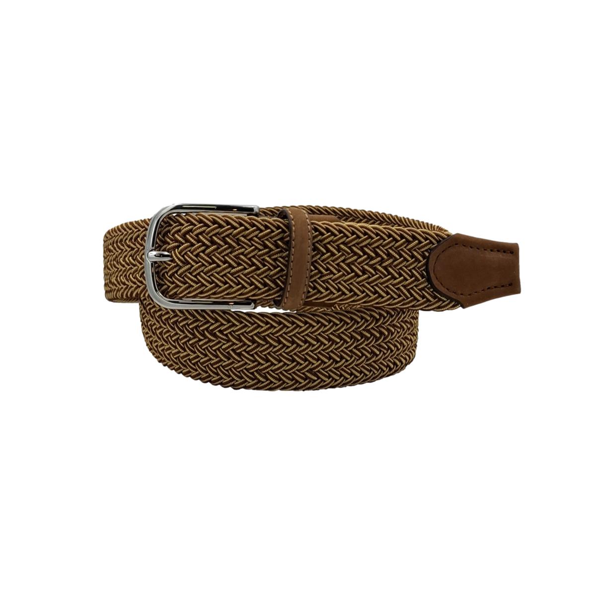 Cintura Mélange in viscosa 3,5 cm  elastica con finiture in cuoio Nabuk
