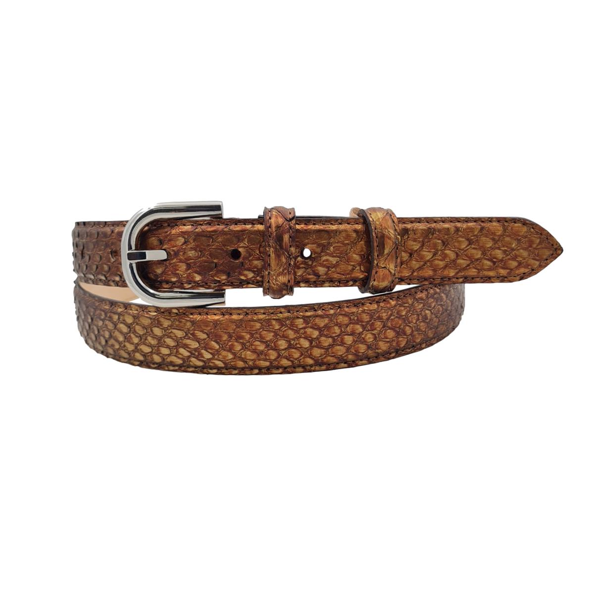 Nancy - Cintura 2,5 cm in vero pitone con fibbia Nichel free e fodera in pelle